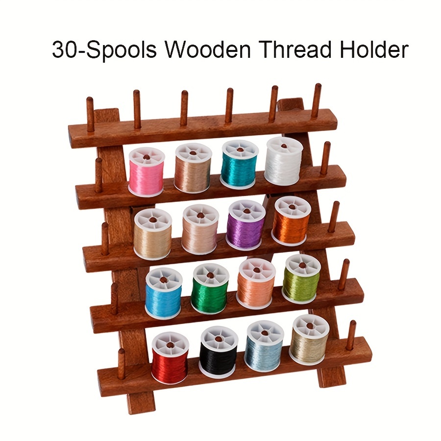 

30-spool Wooden Thread Organizer - Freestanding Sewing & Embroidery Rack, Space-saving Storage Solution, Holder, Thread Rack