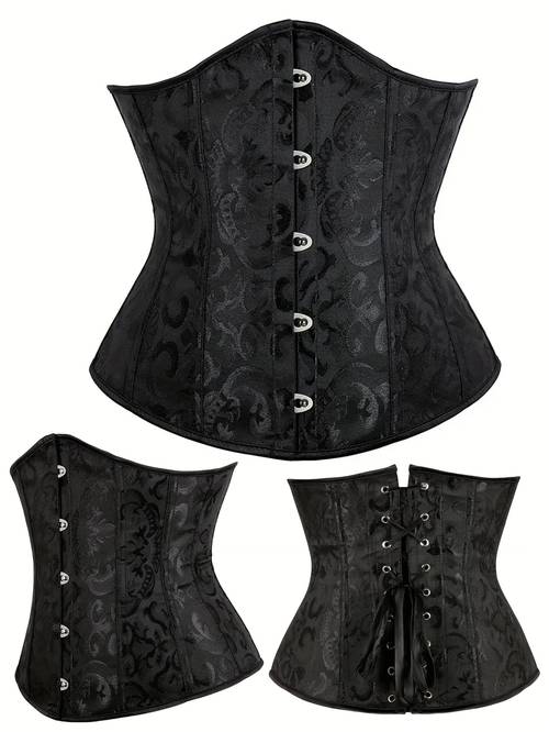 jacquard-body im vintage-stil mit korsettgürtel stäbchen-schnürung – damen-taillengürtel zur bauchkontrolle, blumenmuster mit rückenschnürung, höfische mode im französischen stil