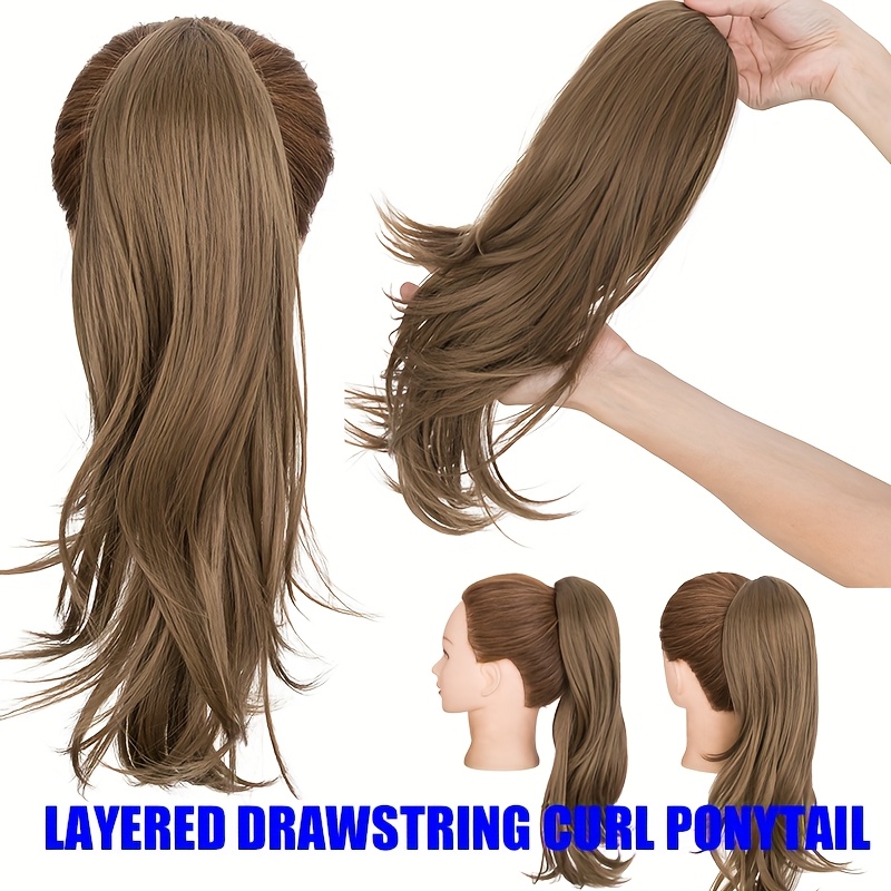 1pc   ponytail hair extension multi layered synthetic hairpiece with drawstring natural looking soft smooth texture for women daily     ponytail hair piece versatile hairpiece secure drawstring attachment details 3