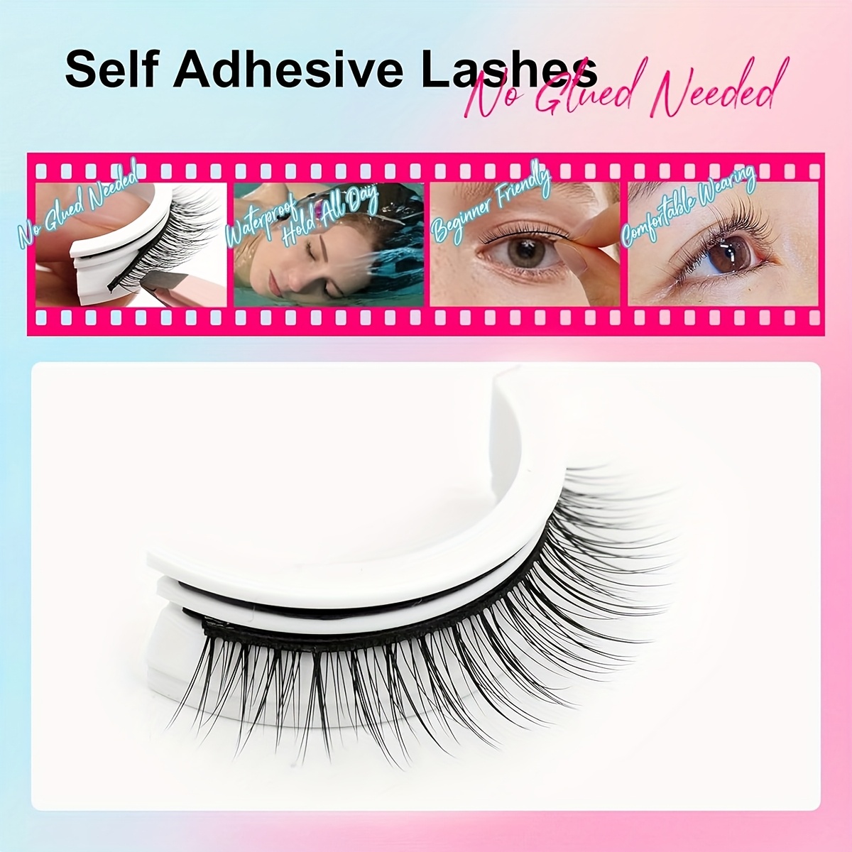 a set of 5 pairs of self false eyelashes that are pre reusable and made fluffy materials are lightweight and details 4