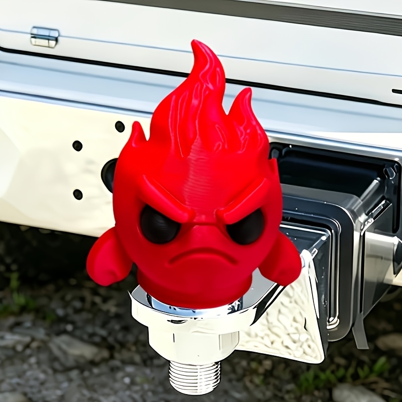 TEMU 1pc Angry Little Fire Person Shaped Trailer Hook Decorative Cover Scratch Proof, Dustproof, Rust Proof Trailer Ball Cover Suitable For 50mm