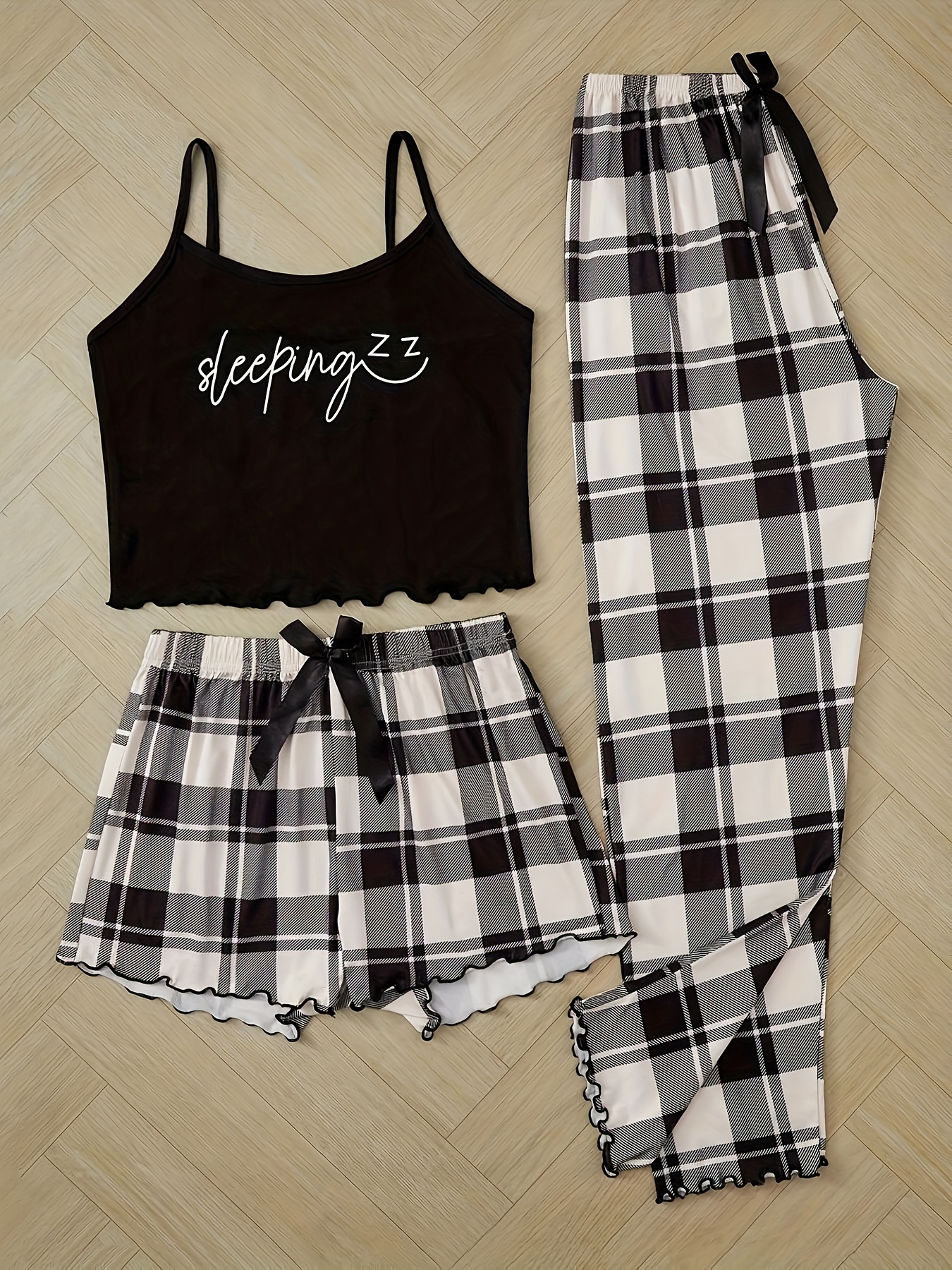simple letter pattern womens pajama set