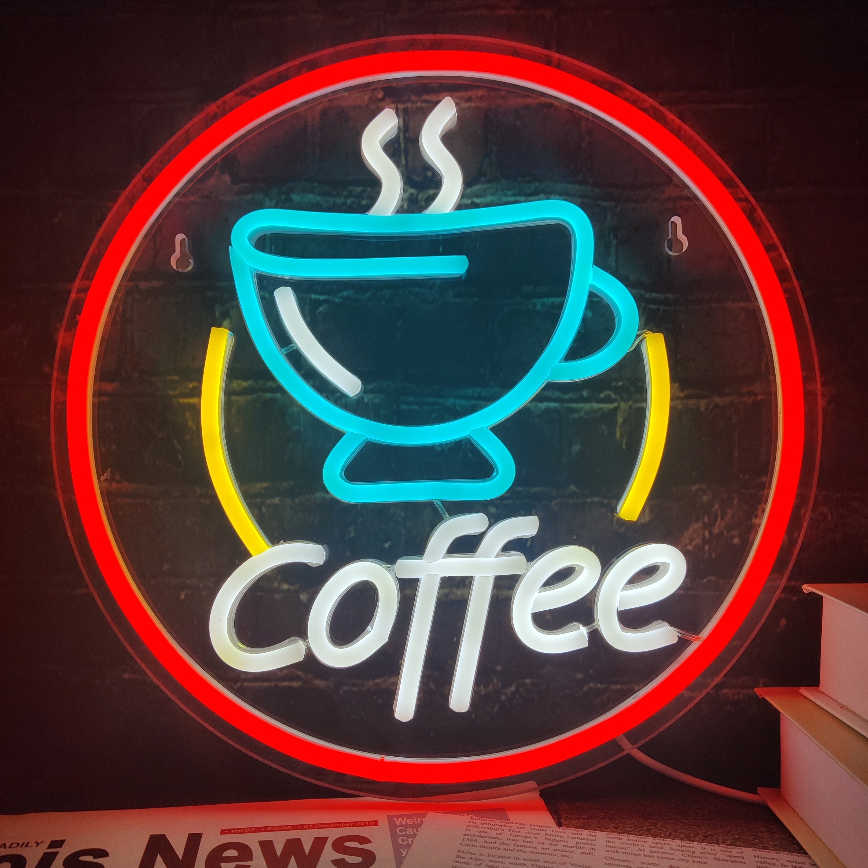 

1pc Coffee Neon Sign For Cafe, Coffee Bar Pub, Coffee Cup Led Light Sign For Wall Decor, Usb Powered With Switch