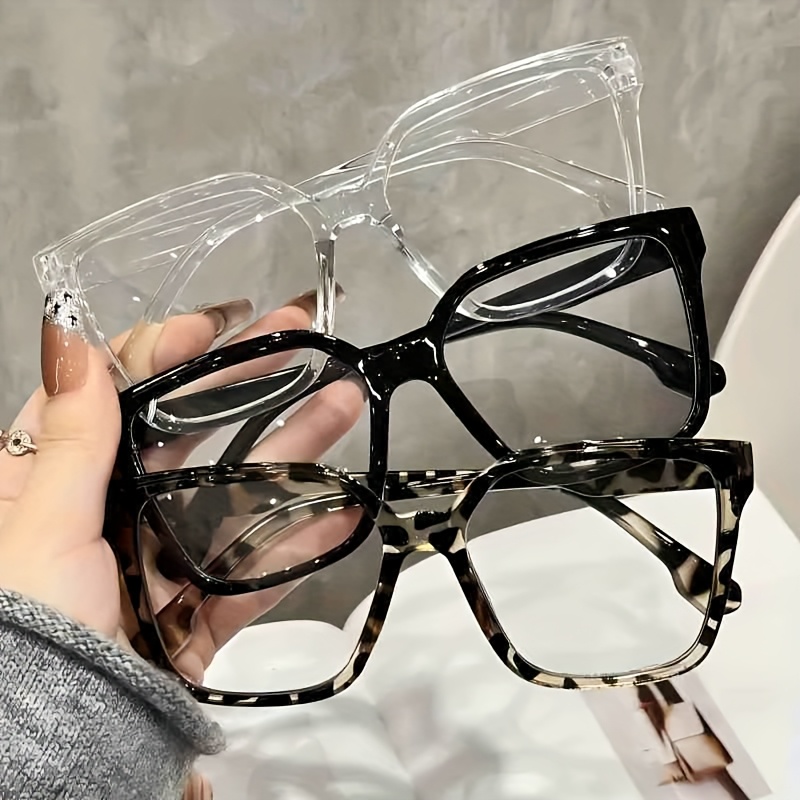 3 pack vintage square fashion glasses suitable for womens daily decoration clear lenses