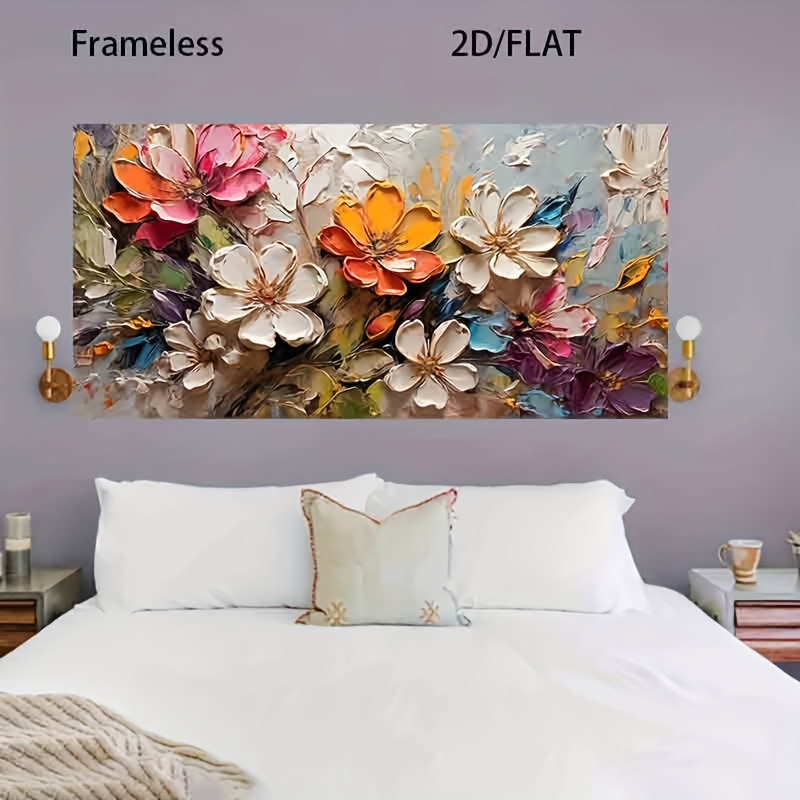 2D/flat 1pc 27.55inch*55.11inch/70cm*140cm Frameless Modern Flower Art Canvas Poster for Bedroom and Living Room Decoration Cuadros No Frame