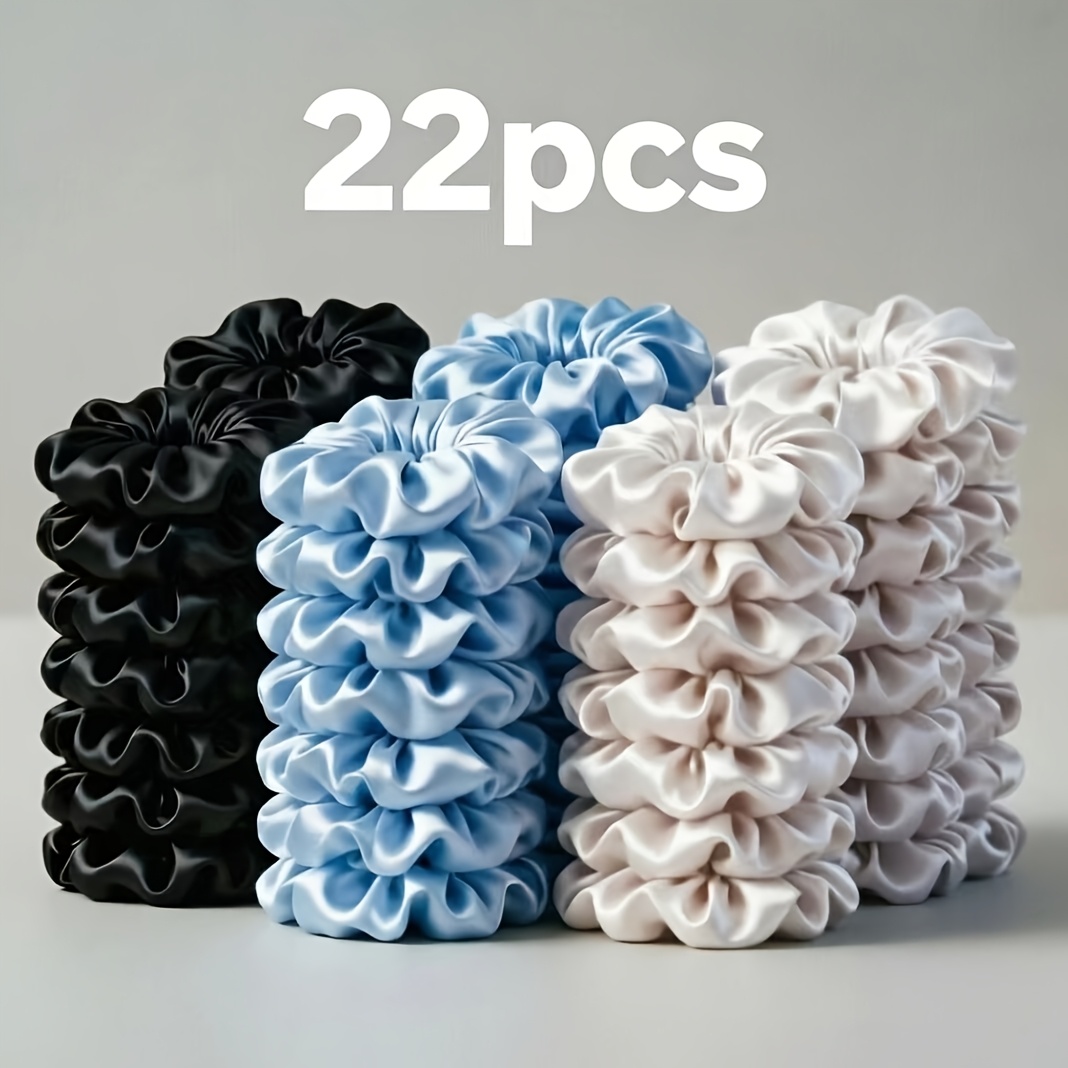 22pcs scrunchies bulk gentle elastic hair ties for daily wear no damage soft fabric hair bands assorted solid color scrunchies for thin to thick hair comfortable hair additions for practical hair tie gift bag everyday stretchy hair elastics