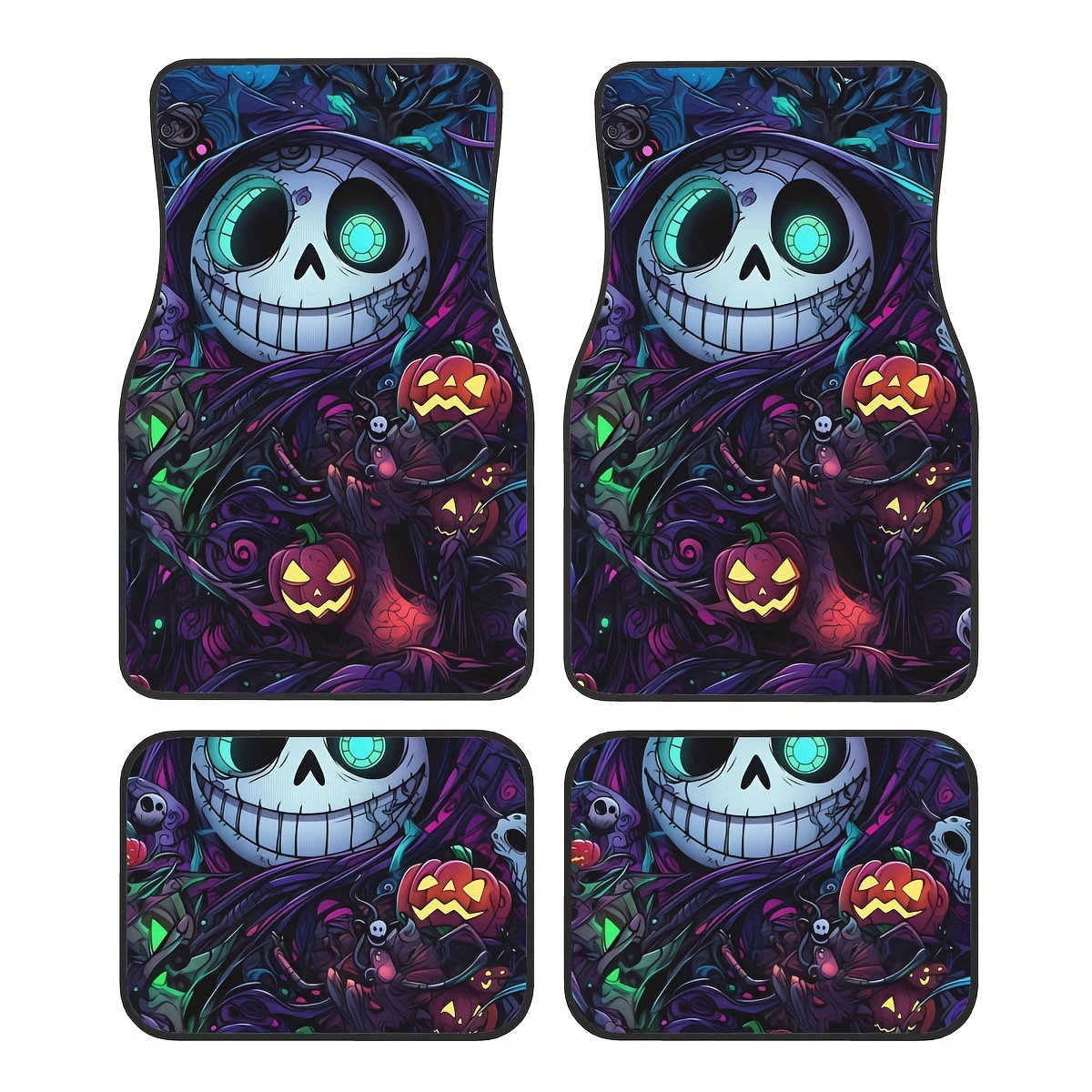 

Cartoon Pumpkin Pattern Rubber Car Floor Mats, 4-piece Set, Universal Fit, Non-slip, Waterproof, All-weather Automotive Interior Accessories