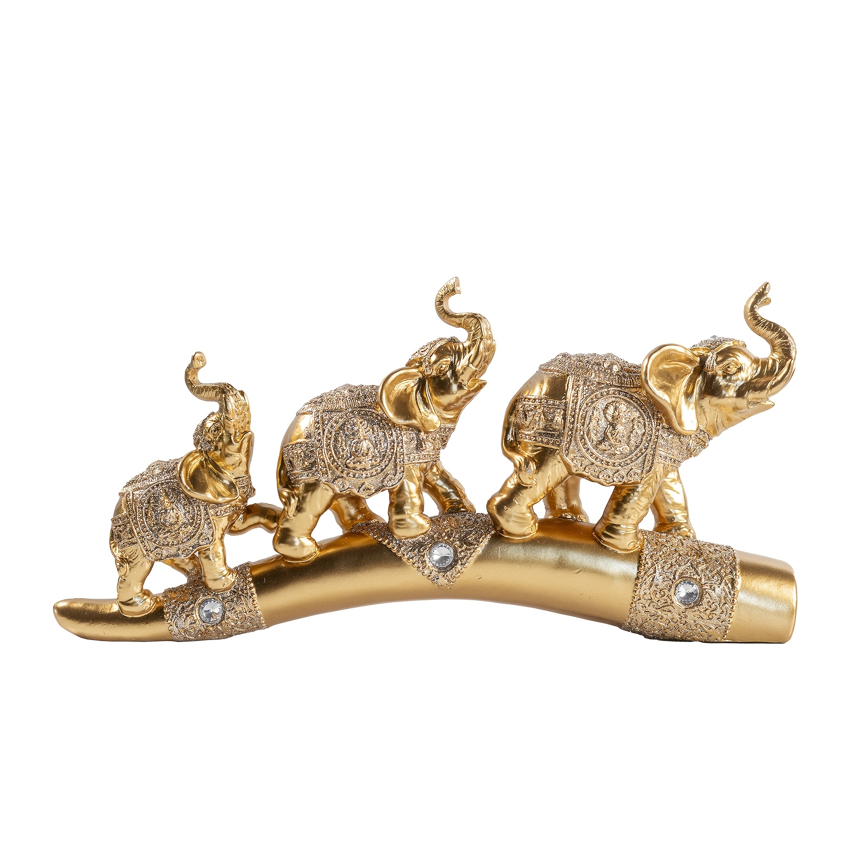 TEMU Golden Elephant Statue - Elegant Resin Sculpture Statue Suitable For / Decor, Elephant Figurine For Living Room, Bedroom, Office - & -