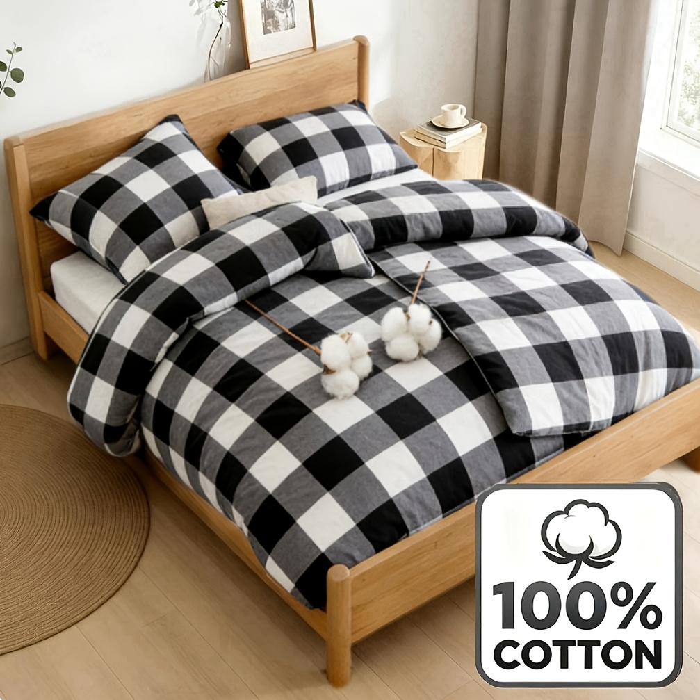 Image of 100% 130gsm Bed Set 135x200 4pcs - Allergy-friendly Bed Set - Duvet Cover 135 X 200 & Pillowcase 80x80 | Modern & High-quality