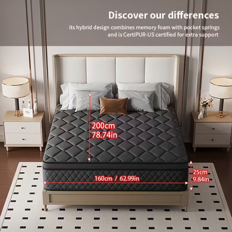 Image of Local Warehouse, Full-size Mattress, Large, Memory Foam And Spring Hybrid Mattress, Medium Firmness, Lumbar Support, Suitable For Home Bedrooms And Hotels, , Soundproof, Single Mattress