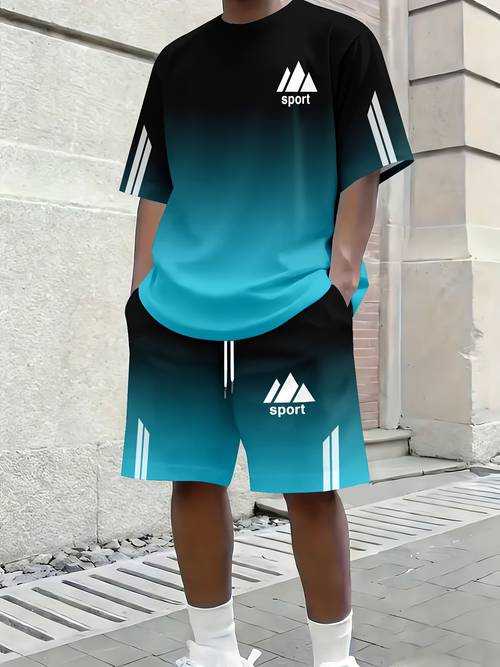 mens casual sportswear set summer casual short sleeve and shorts 2pcs set