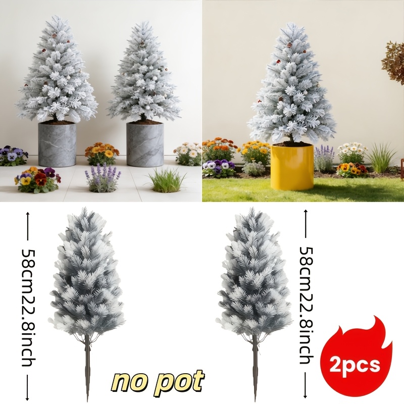 2pcs Artificial Faux Plants, Home Kitchen Supplies Realistic Leaves, Durable Plastic, No Maintenance Required, Indoor/outdoor Decor, Suitable For Garden, Porch, Lawn, Family And Faux Plants