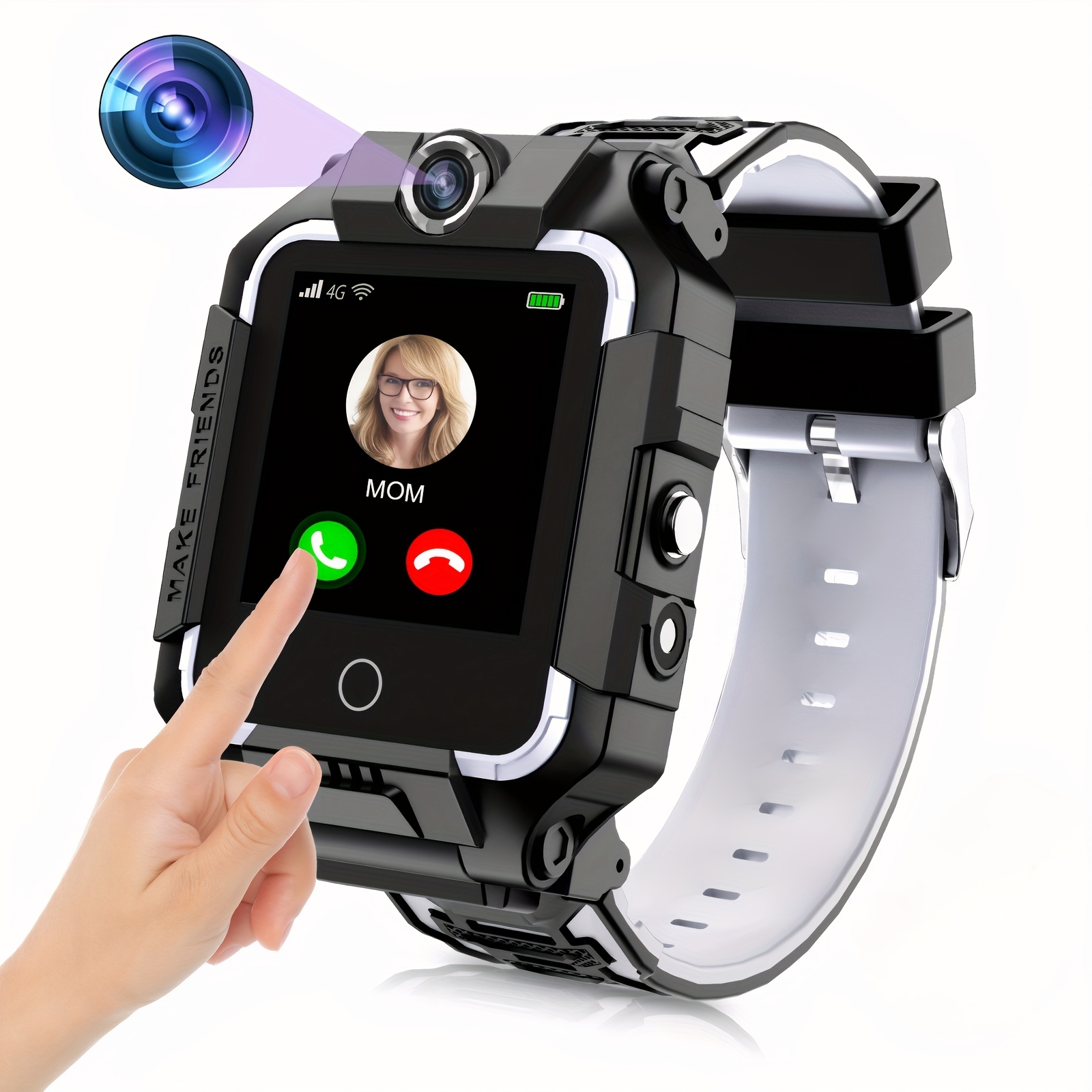 TEMU Reloj inteligente electrónico 4G(LTE) - Inteligente, pantalla , capacidades de chat de voz y video, reconocimiento facial, cámaras duales,