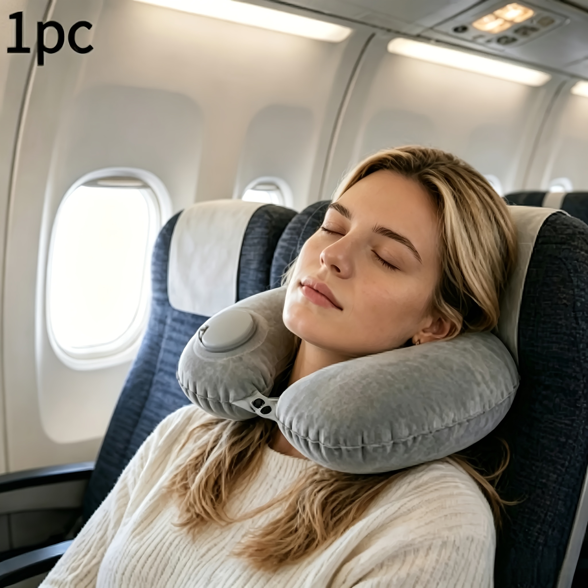 MQH Inflatable Travel Neck Pillow, U-Shaped Portable Neck Support, Compact Storage with Quick-Release Buckle, Hand Washable Soft Travel Pillow, Suitable for Airplanes, Cars, Offices, And Home, Multiple Colors