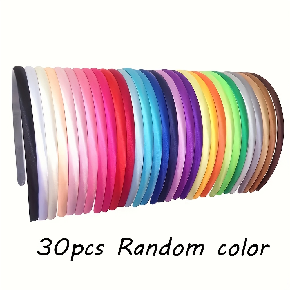 Image of 30/10pcs Fashionable Colorful Full Coverage Ribbon Headband Hair Additions Hair Hoop, Random