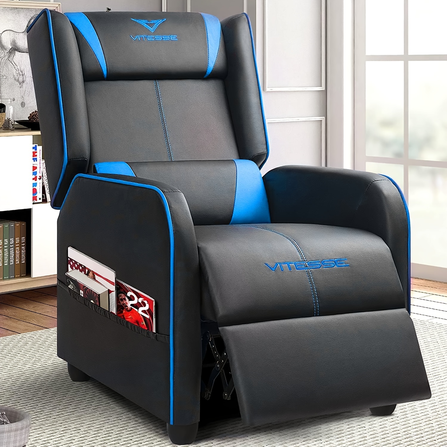 

Gaming Recliner Chair Racing Style Single Ergonomic Lounge Sofa Modern Pu Leather Reclining Home Theater Seat For Living Gaming Room