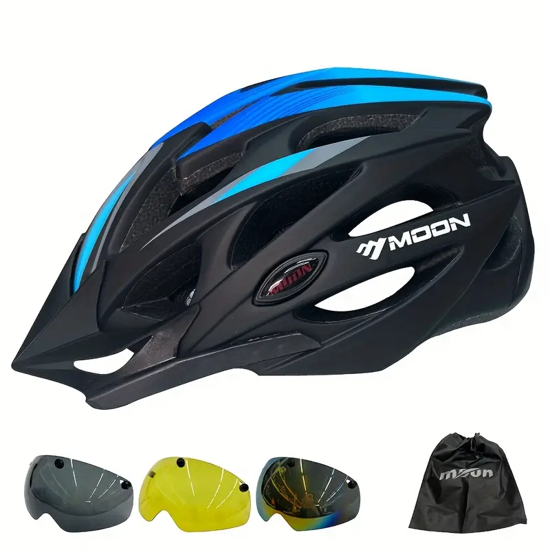 moon ultralight cycling helmet with removable visor black red adjustable multi use for road mountain biking unisex adult uncharged unisex cycling gear modern helmet design adjustable strap helmet details 18