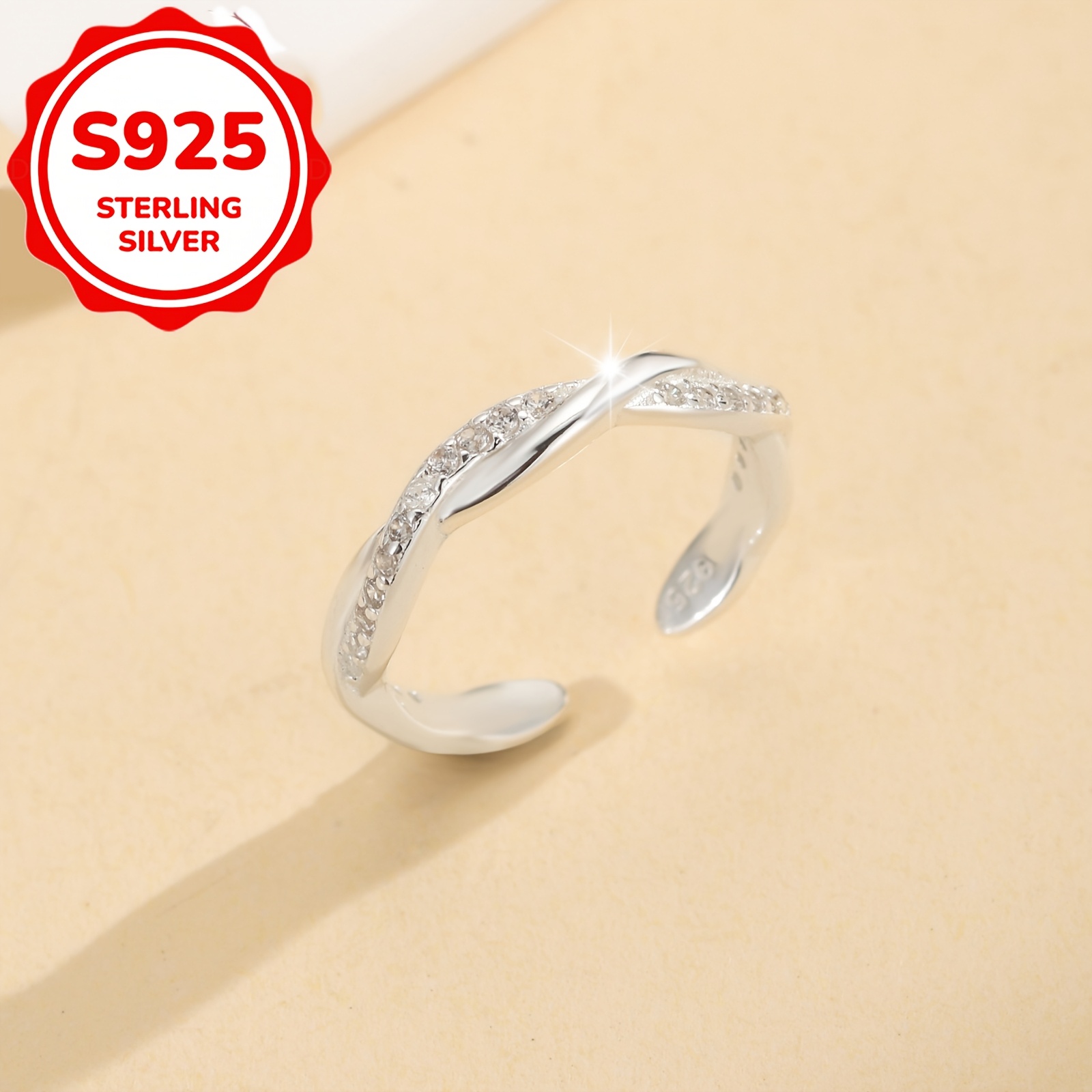 Women's S925 Silver Wave Cross Open Toe Ring, Beach Vacation Accessory