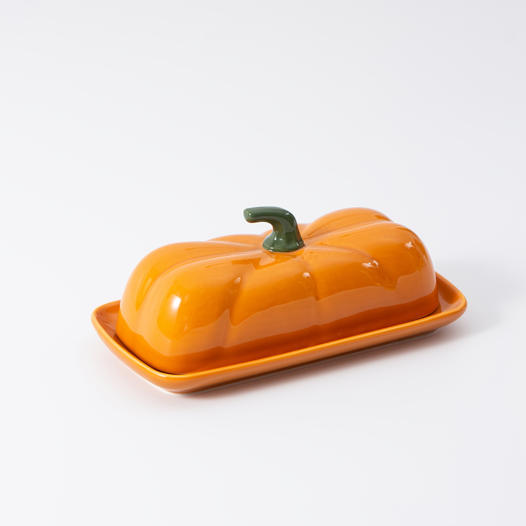 TEMU 1 pot à en céramique de citrouille mignonne avec couvercle, plateau de conservation de couvert pour comptoir de cuisine, plaque de rangement en