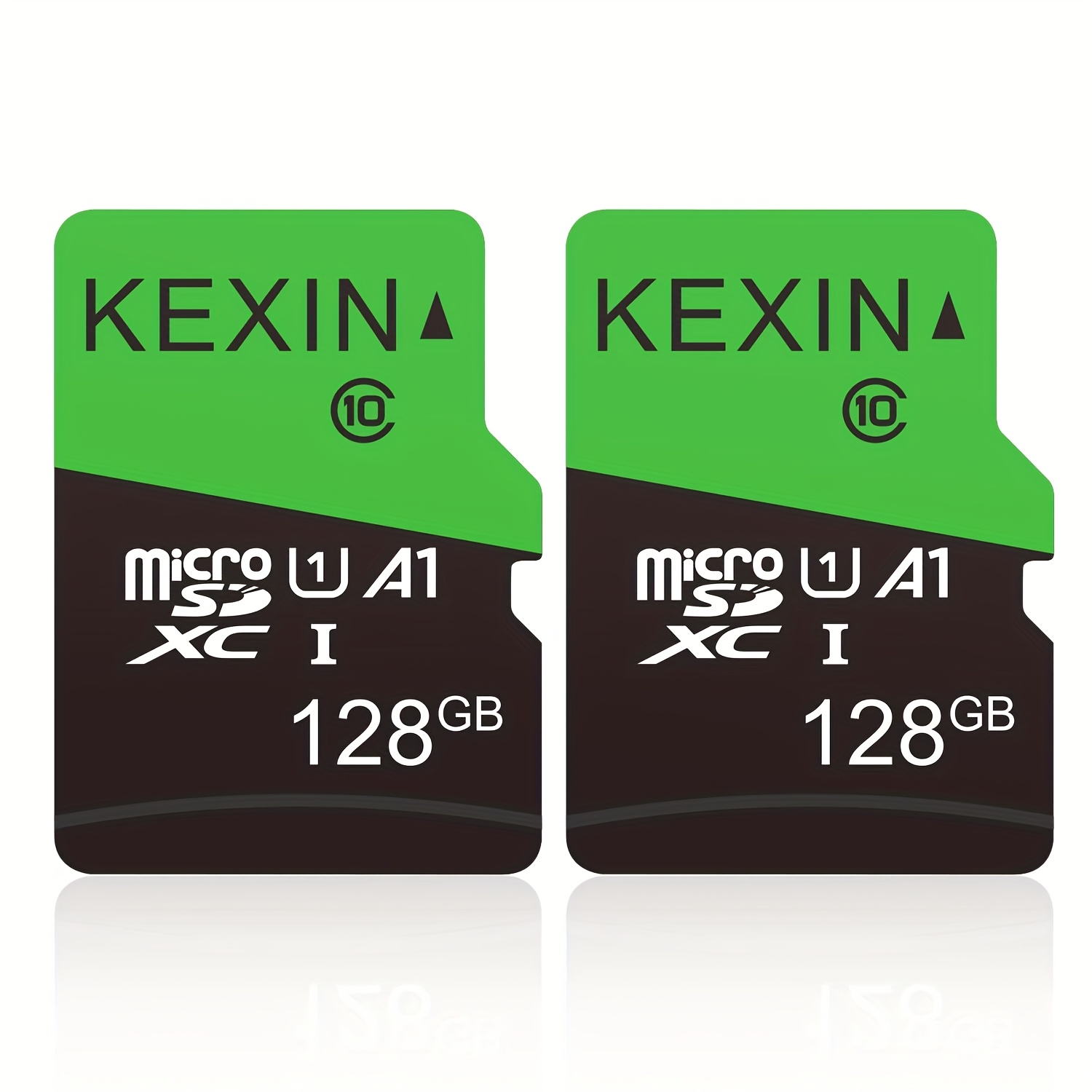 Image of Kexin 2-pack 128gb/8gb Memory Sd Card With Adapter Class 10 U1 Memory Cards For Smartphones, Tablets, Dash Cams, Security Cameras, And Fire Alarms - Green