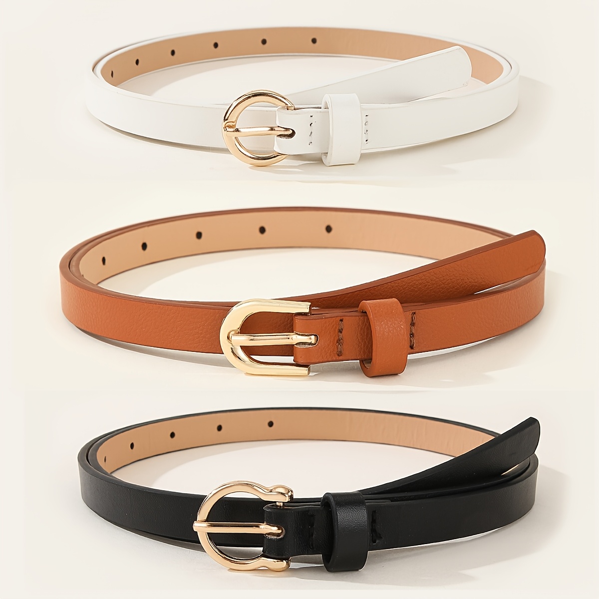 3pcs/set Pin Belts Monochrome Waistbands Leisure Pants Belts For Women