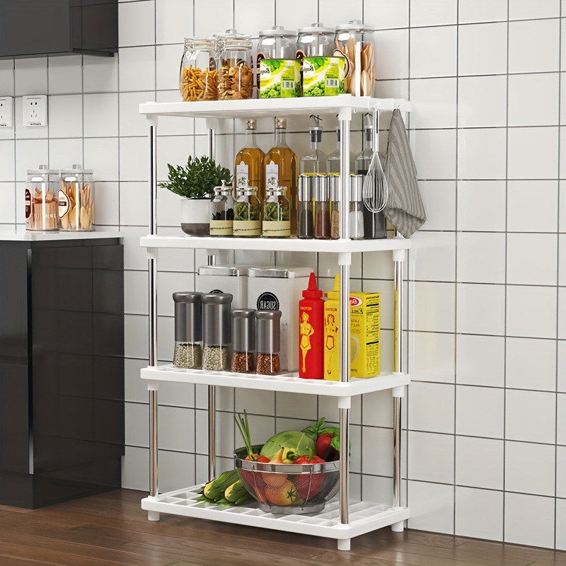 

3-4 Tier Metal & Plastic Storage Shelves - Kitchen, Bathroom, Office, And Garage Organization