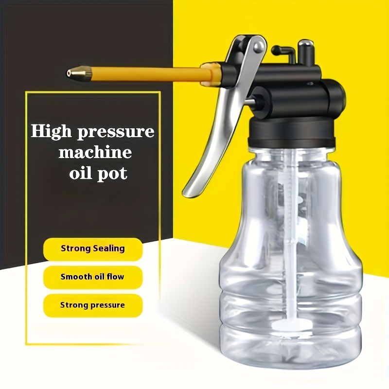 Image of 1 High Pressure Oil Bottle With Nozzle - Durable Plastic Hose, Anti-drop Design For Injection, Suitable For All Vehicles, Car Lubrication, Exquisite Cylindrical Design, Transparent Structure