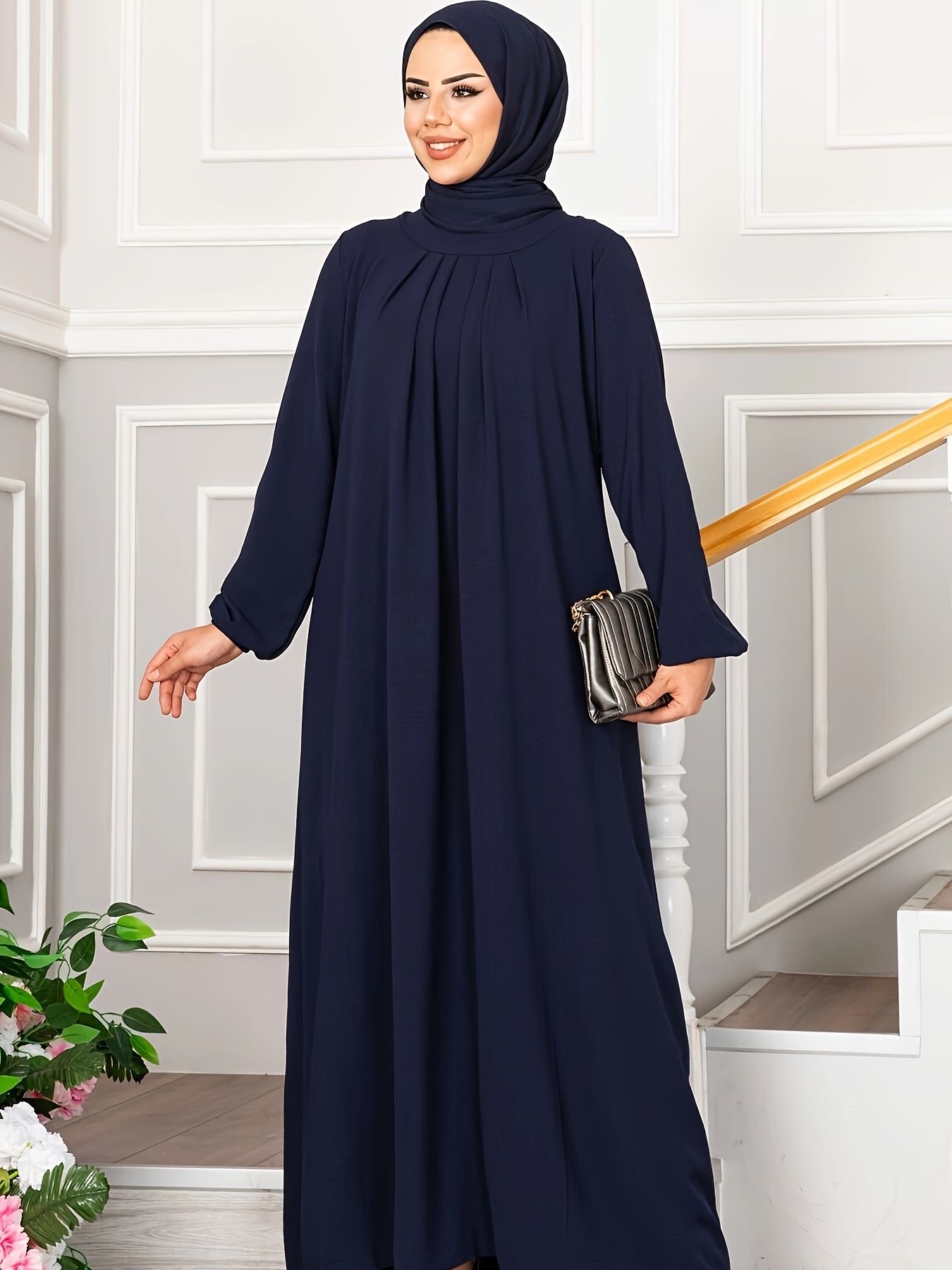 elegant pleated modest evening dress muslim prom - Temu Australia