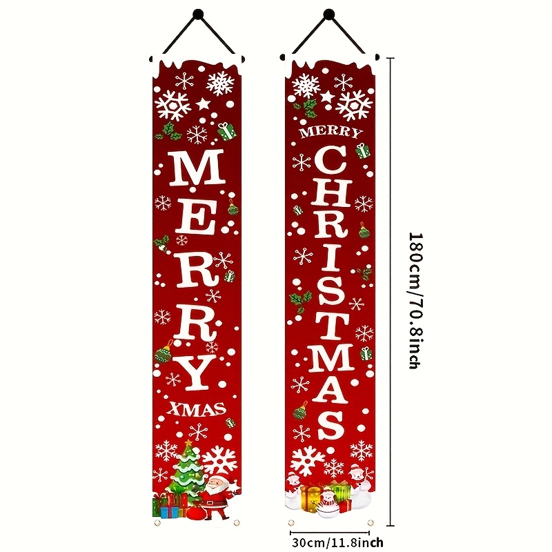 TEMU Christmas Couplets, Outdoor Christmas Tree Snowflake Decorations, Fabric Merry Christmas Banners Porch Signs, Indoor Door Walls Christmas Party