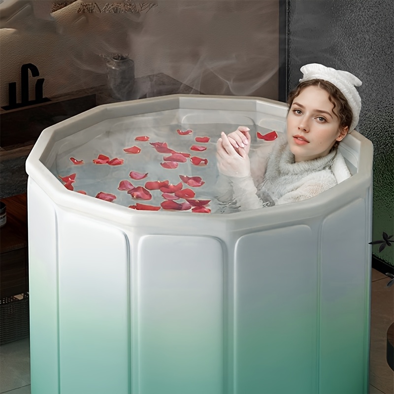 Aufblasbare Badewanne Für Erwachsene – Faltbare Freistehende Wanne 165x86x71 Cm, Mit Rückenlehne Für Home Spa & Eisbad