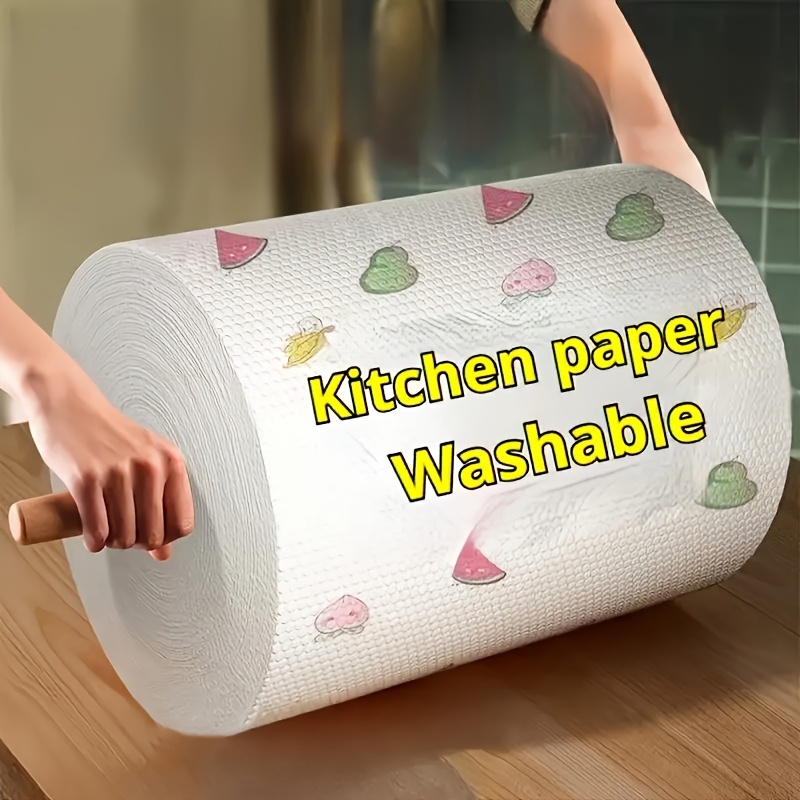 400 sheets washable kitchen towel roll dual use wet dry oil resistant home cleaning de   cloth non woven pet fabric multiple styles   for living room details 1