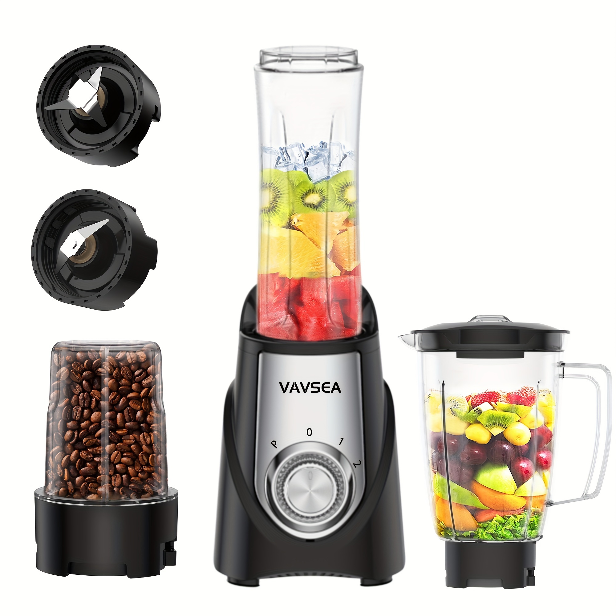 

Vavsea 1000w Smoothie Blender For Shakes And Smoothies, 3 In1 Kitchen Personal Blenders And Grinder Combo For Protein Drinks, Bpa-free, 2 Speeds & Pulse
