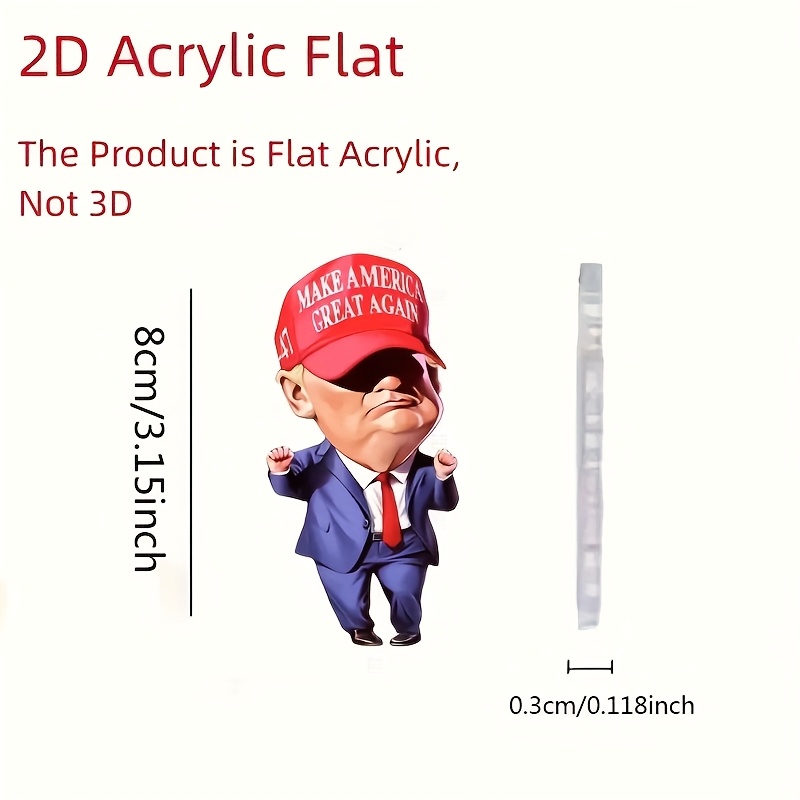 2d flat 2d acrylic   design car rearview   hanging ornament patriotic american flag maga slogan decor durable car interior accessory for political statement vehicles car decoration cartoonish figure charm vibrant   details 0