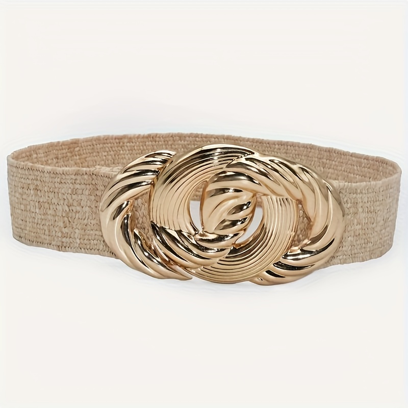 

Elegant Braided Belt With Golden-tone Floral - Vintage-inspired, For Casual , Weddings, Parties & , Wedding Belts For Brides