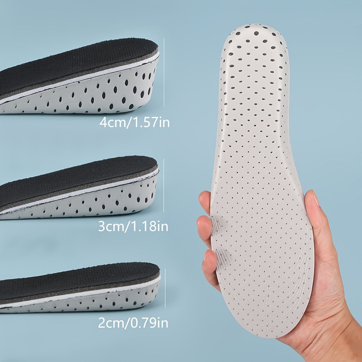 

Unisex-adult Eva Memory Foam Invisible Height Increase Insoles, Breathable Heel Lift Elevator Shoe Inserts With Adjustable For Men And Women - 1 Pair