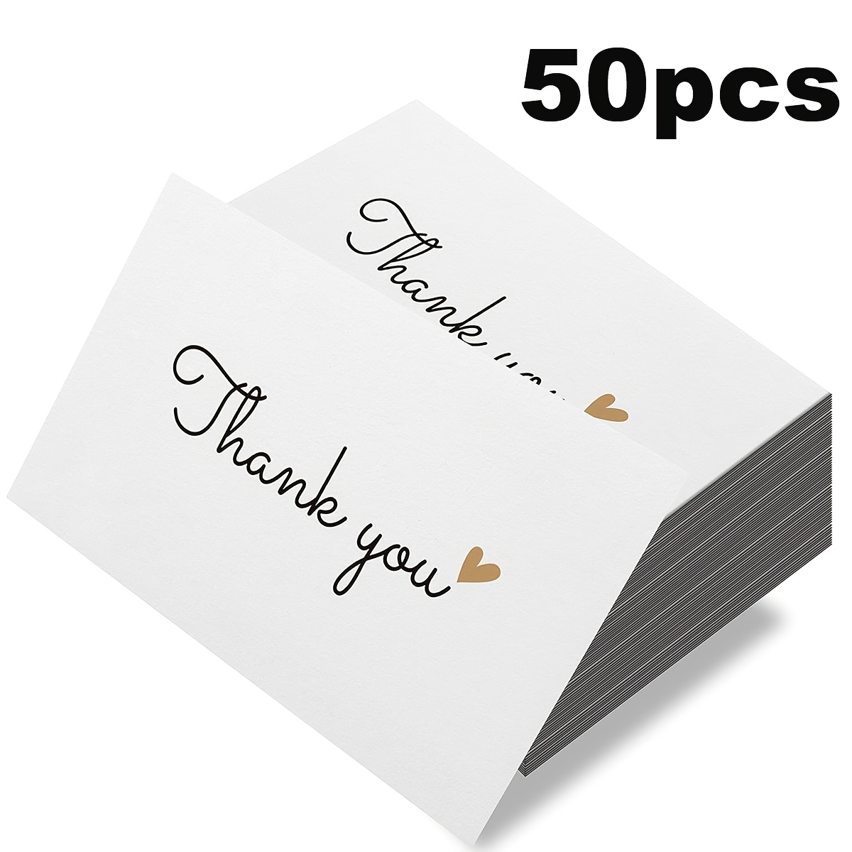 

50pcs Heart-shaped Thank You Cards For Birthday, Wedding Party Favors, Small Business Supplies, Online Store Packaging Inserts - 3.5 X 2.1 Inch