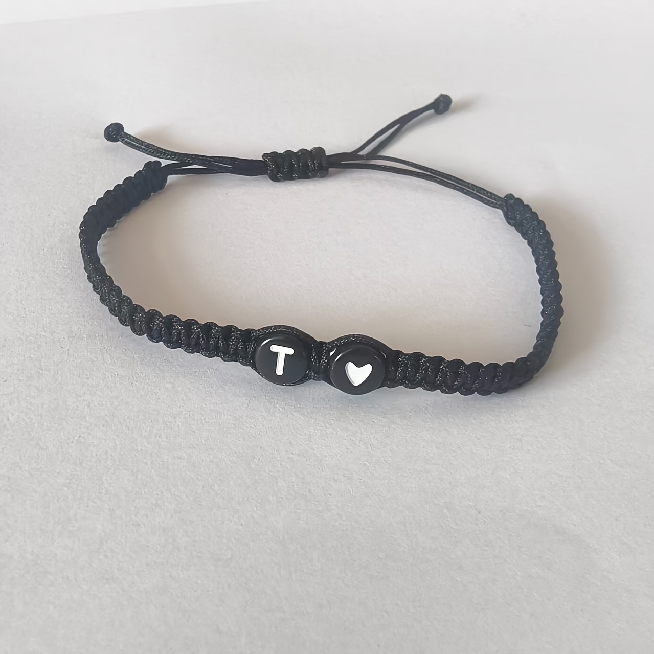Stylish Adjustable Black and White Heart Couple's Letter Bracelet