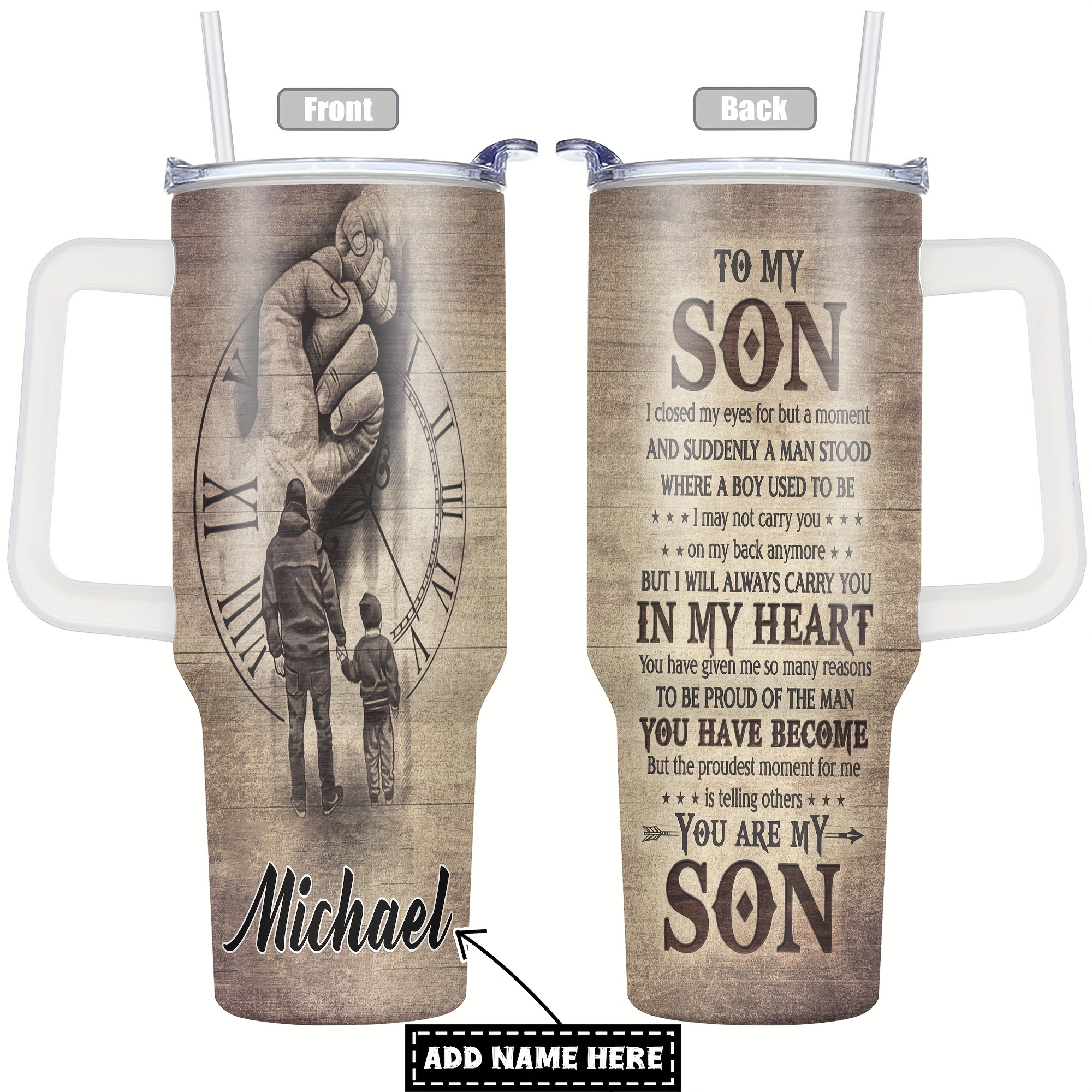 

Custom 40oz Stainless Steel - Double Wall Vacuum Insulated Travel Mug With Funny 'to My Son' Print, Perfect Gift For Family & Friends On Birthdays Or Christmas