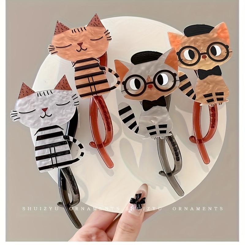Cute Acrylic Cartoon Cat Twist Hair Clip Cute Acrylic Cartoon Cat Twist Hair Clip for Women Girls  main image 4