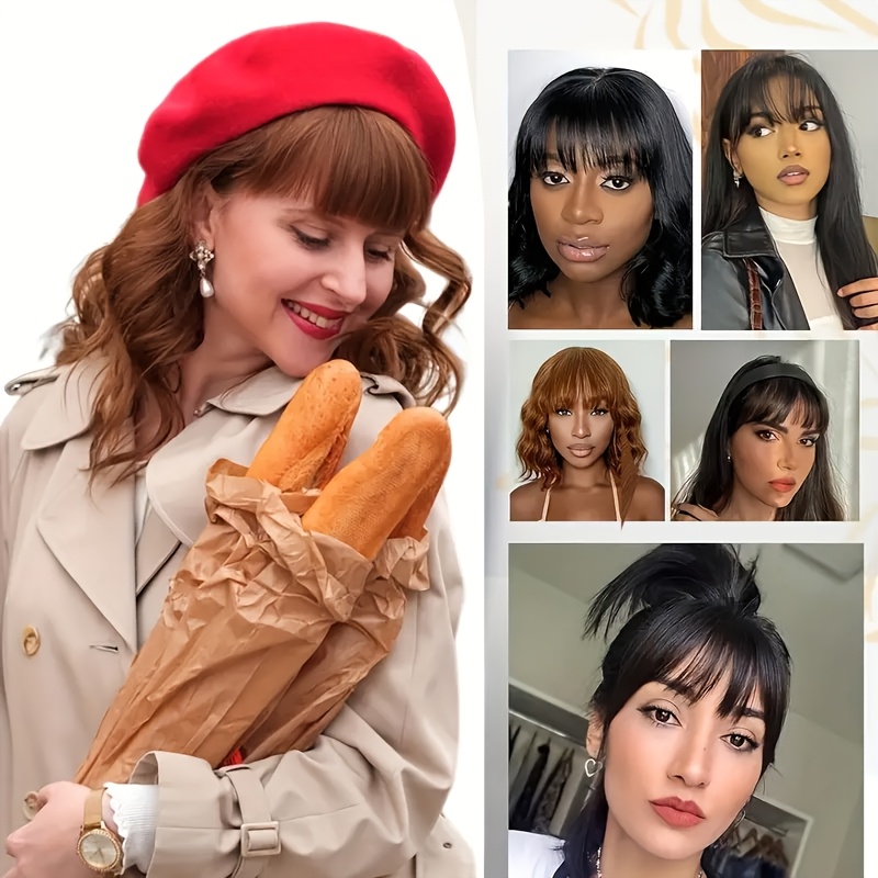 1pc elegant straight synthetic hair extensions air anime bangs for women high temperature fiber invisible clip natural look durable   hair fringe details 4