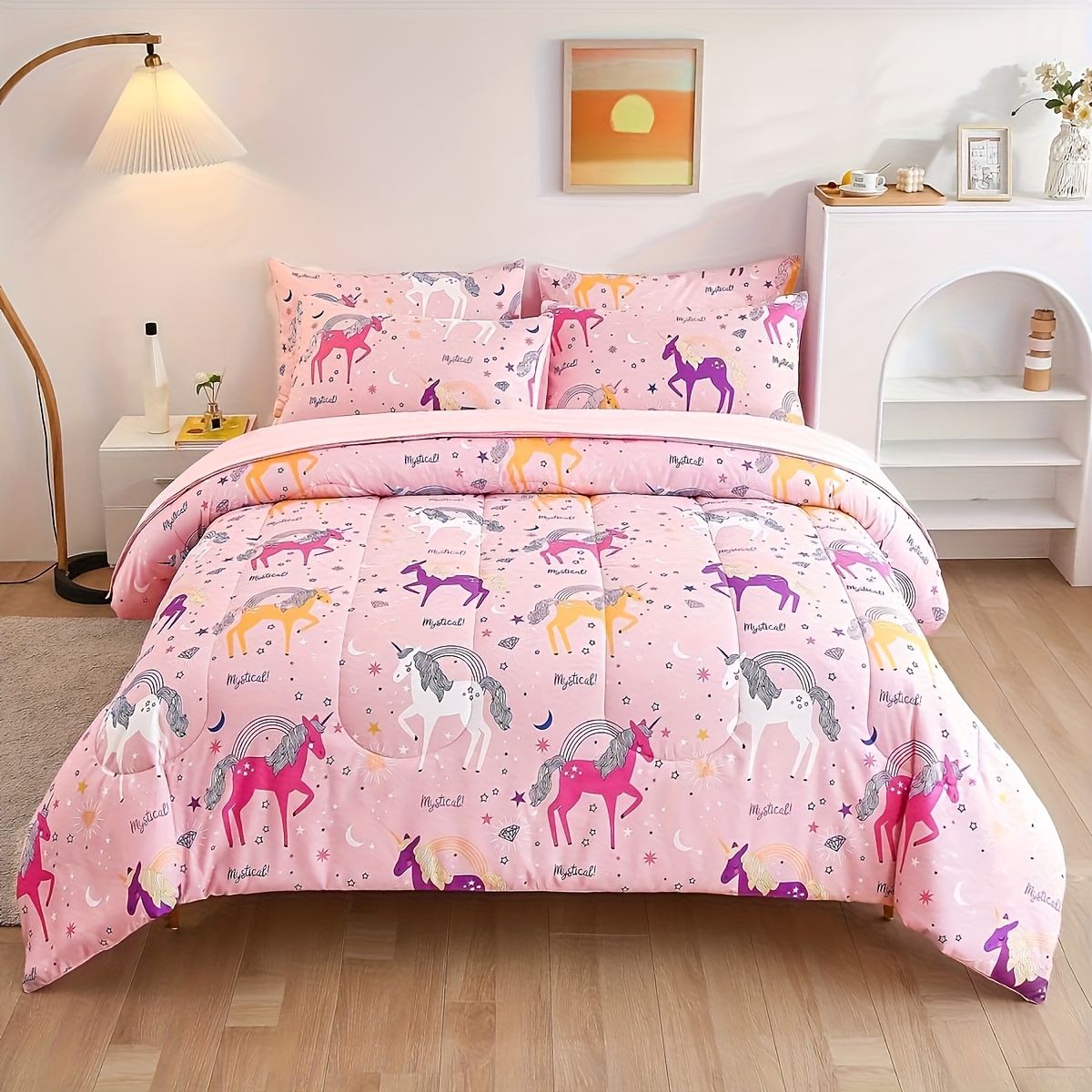 

4/5pcs Unicorn Comforter Sets, Twin/queen Size Bed In A Bag, Comforter And Sheet Sets, All Season Bedding Set