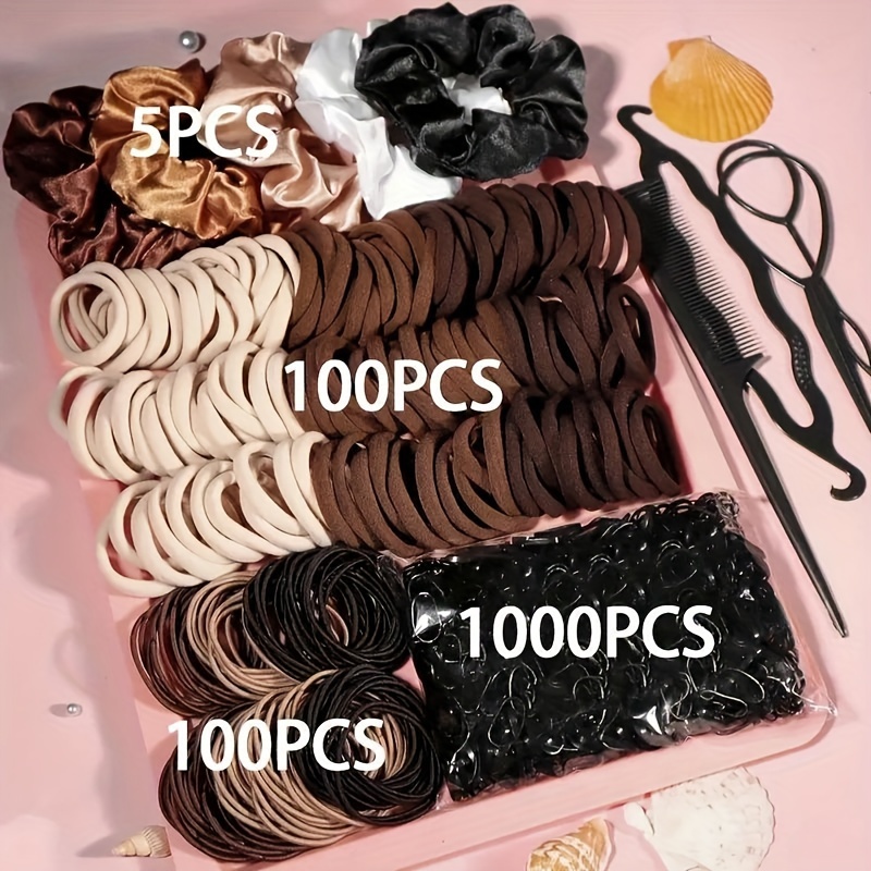 TEMU - 1209pcs Hair Accessory Kit For Women - Bands, Ponytail Holders & Bun In Assorted