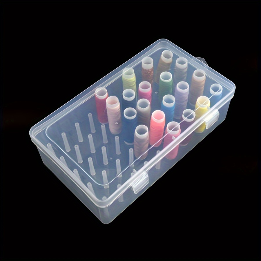 

Plastic Sewing Thread Organizer Box, 42-spool Capacity, Transparent Embroidery Thread Storage Case For Needlework Supplies