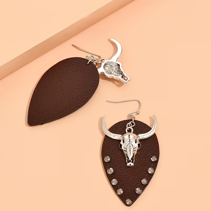Women's Western Cowboy Ethnic Style Bull Head Pendant Earrings