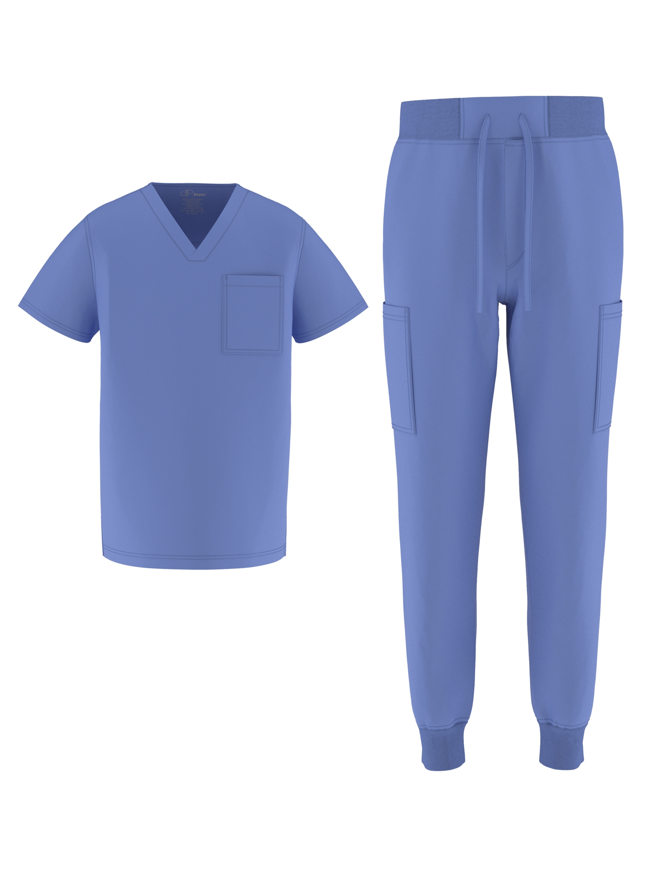 Men Medical Scrubs Set, V-neck Short Sleeve Top & Jogger Pants, Stretch Comfort Nurse Work Uniform JYC707.