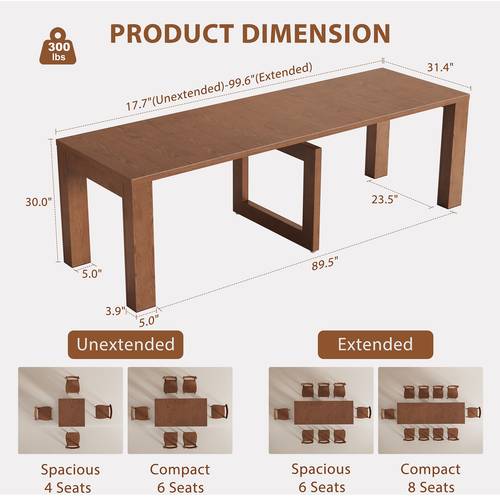 large modern extendable dining table suitable for 6 8 people expandable base with rubberwood top assembly contemporary table for large families space saving dining room furniture