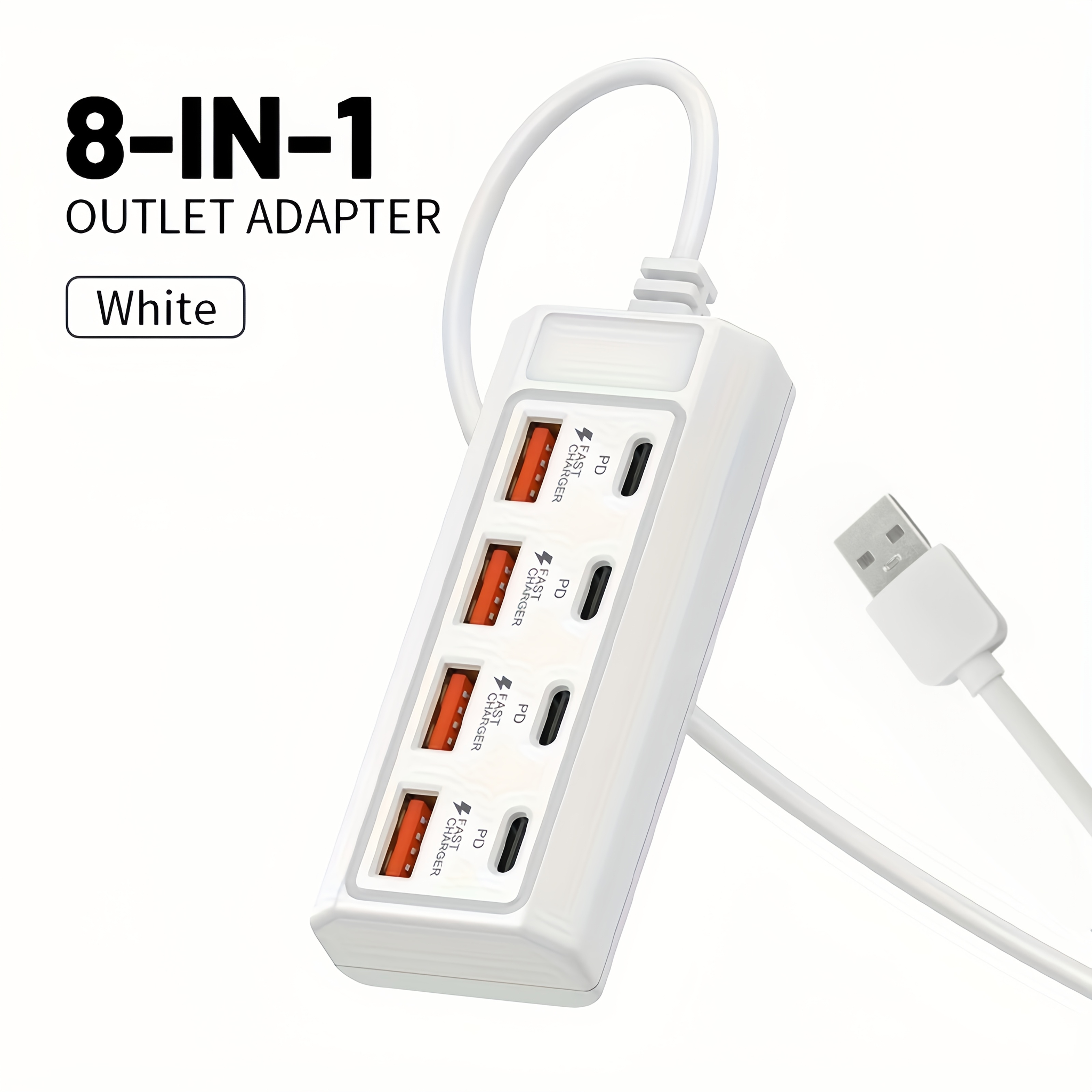 Image of 8-port Usb To 4 Usb + 4 Type-c 25w , Fast Charging, Compatible With 5v Usb Devices, Including Computers, Laptops, Tablets, And More