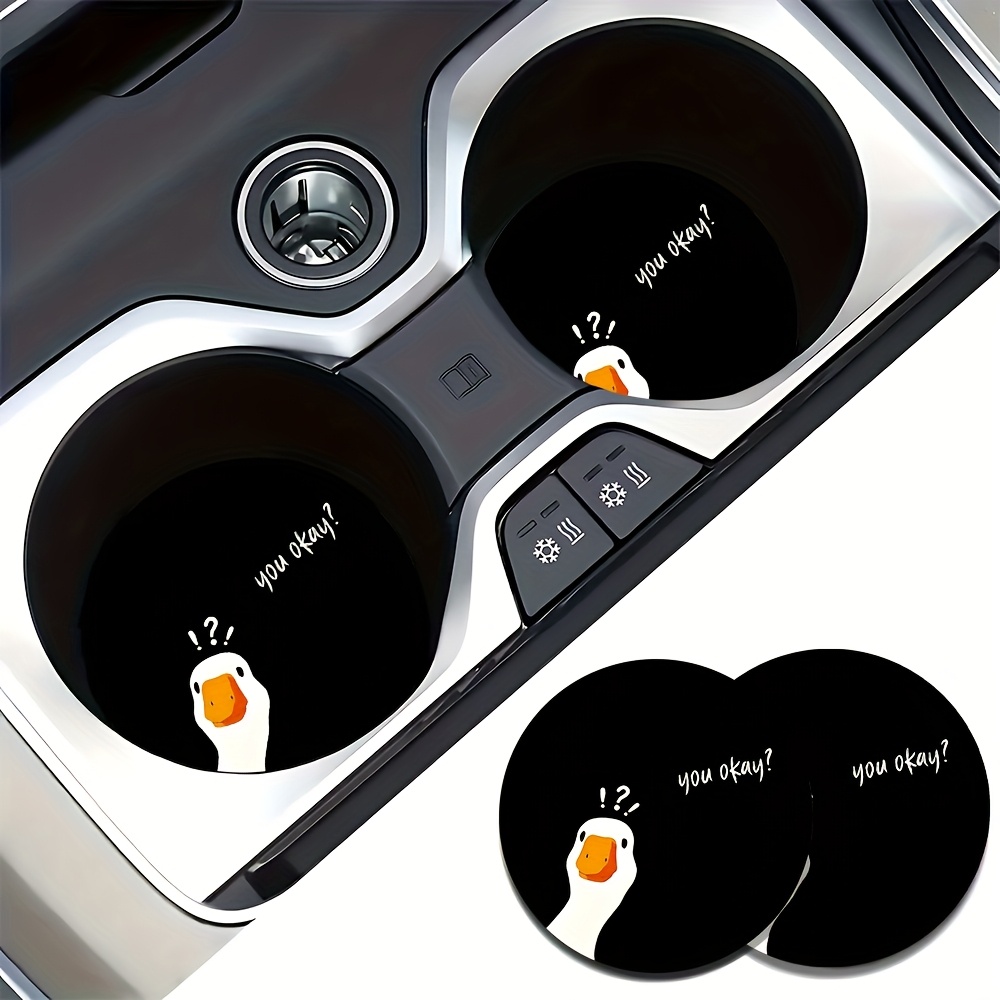 Water-resistant Rubber Duck Greetings Car Coasters Set Of 2- Auto Accessory To Holders