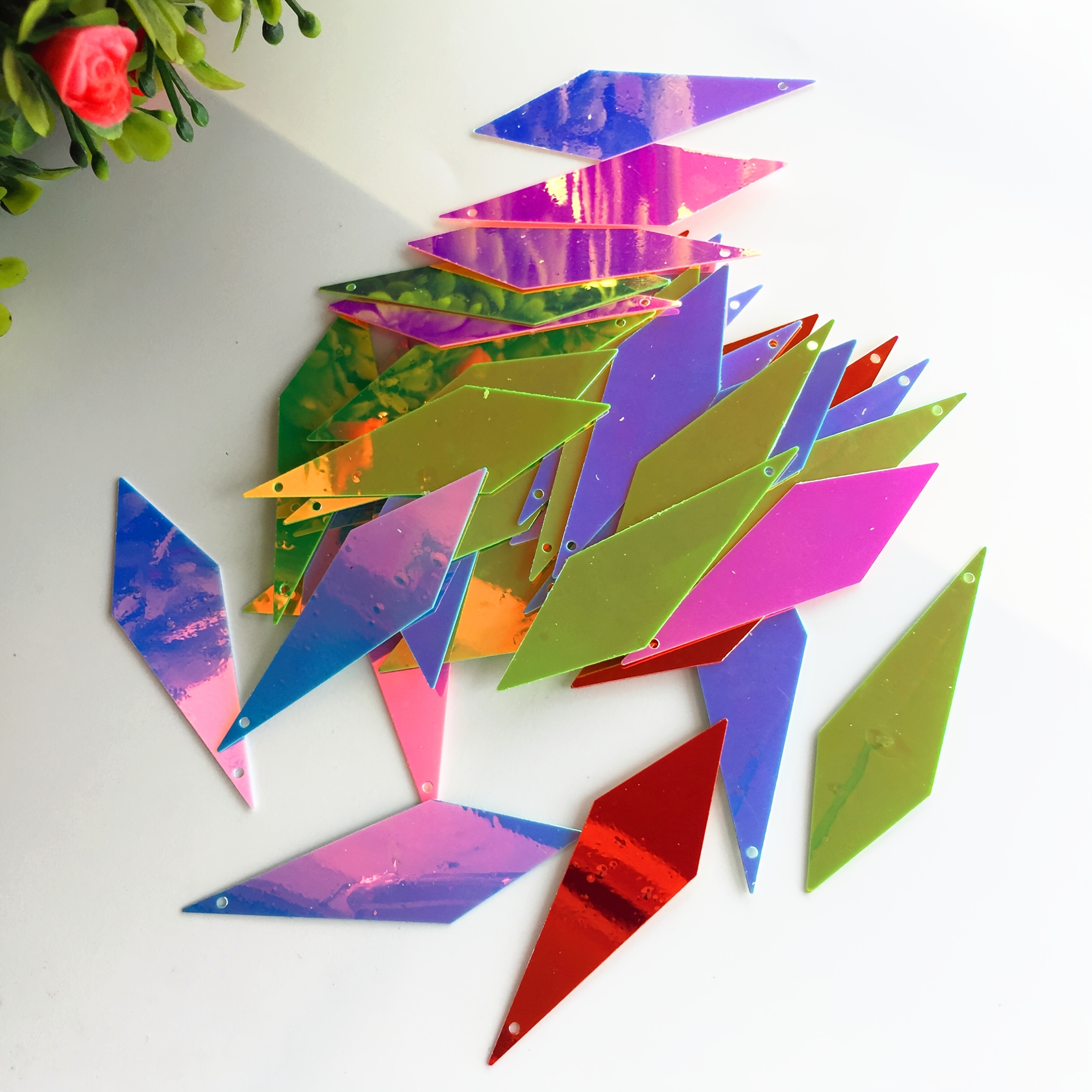 60pcs Rhombus Sequins, 1.5*5Cm, with One Hole