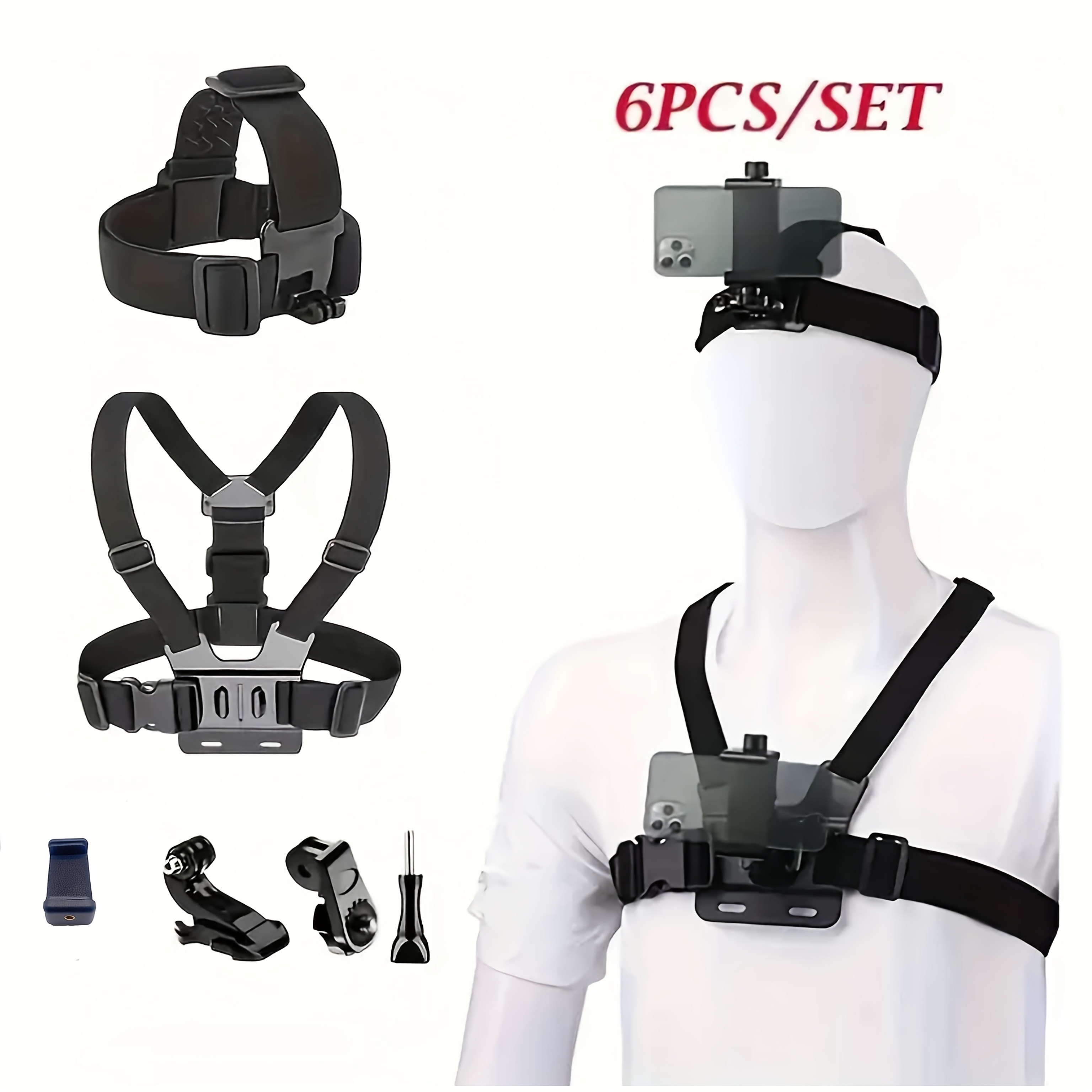 TEMU 6pcs Action : Mobile Phone Mount Accessories Compatible With , Smartphones, , And Other Action Cameras.